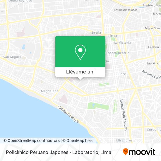 Mapa de Policlínico Peruano Japones - Laboratorio