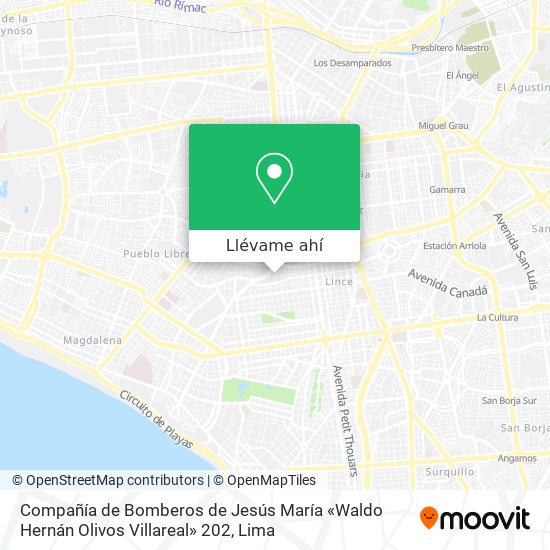 Mapa de Compañía de Bomberos de Jesús María «Waldo Hernán Olivos Villareal» 202