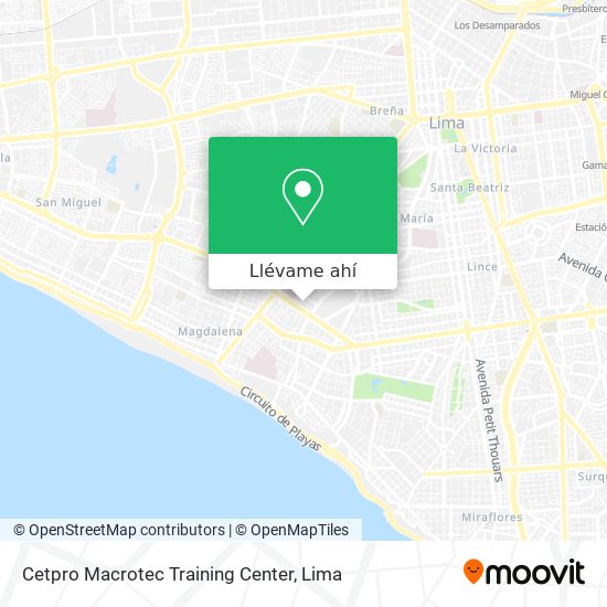 Mapa de Cetpro Macrotec Training Center