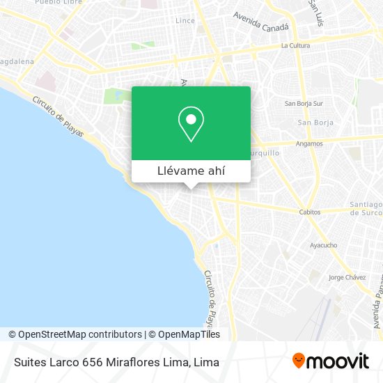 Mapa de Suites Larco 656 Miraflores Lima