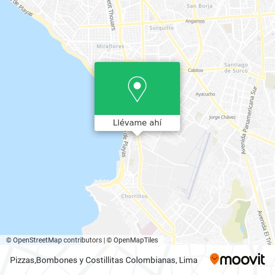 Mapa de Pizzas,Bombones y Costillitas Colombianas