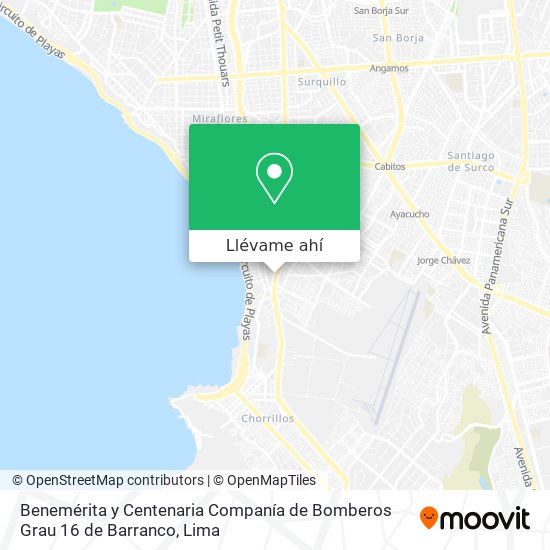 Mapa de Benemérita y Centenaria Companía de Bomberos Grau 16 de Barranco