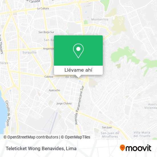 Mapa de Teleticket Wong Benavides