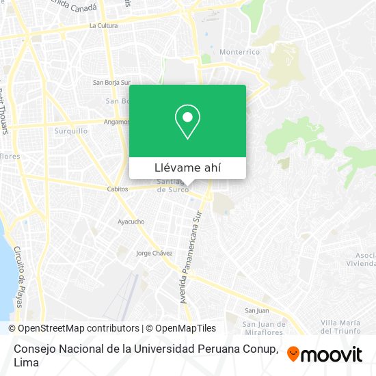 Mapa de Consejo Nacional de la Universidad Peruana Conup