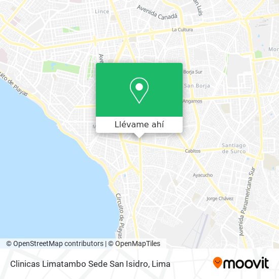 Mapa de Clinicas Limatambo Sede San Isidro