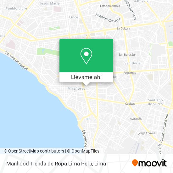 Mapa de Manhood Tienda de Ropa Lima Peru