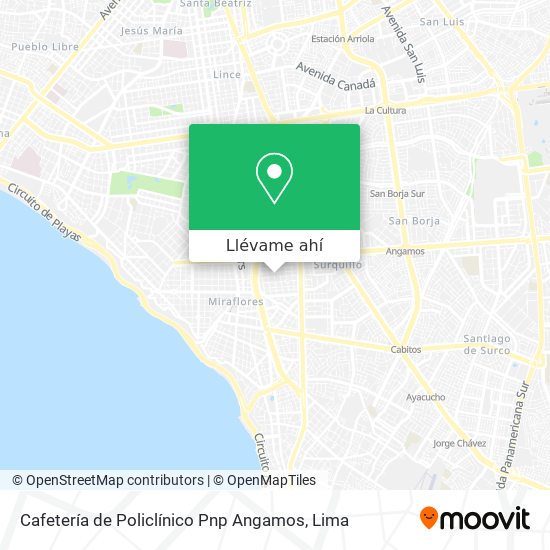 Mapa de Cafetería de Policlínico Pnp Angamos
