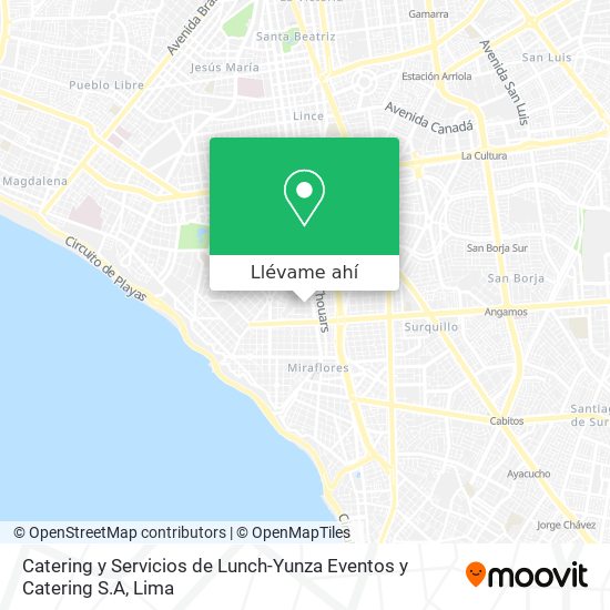 Mapa de Catering y Servicios de Lunch-Yunza Eventos y Catering S.A
