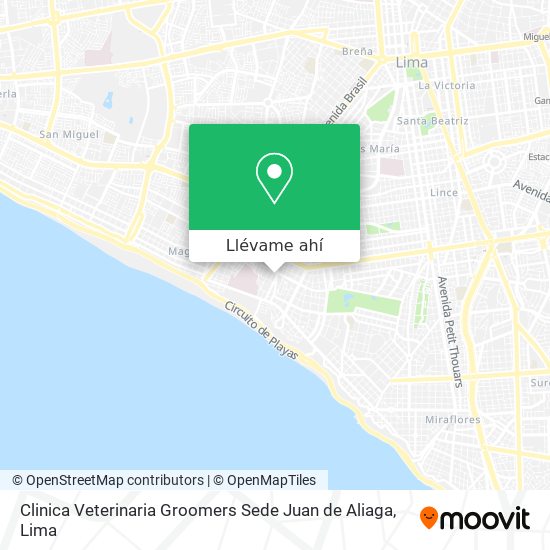 Mapa de Clinica Veterinaria Groomers Sede Juan de Aliaga