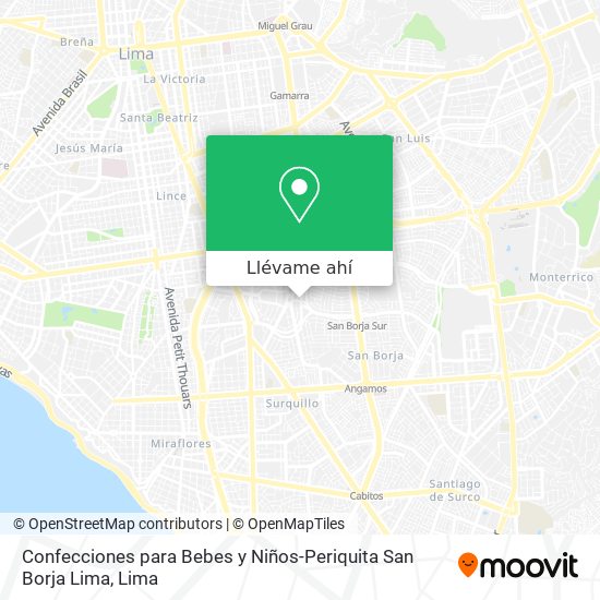 Mapa de Confecciones para Bebes y Niños-Periquita San Borja Lima