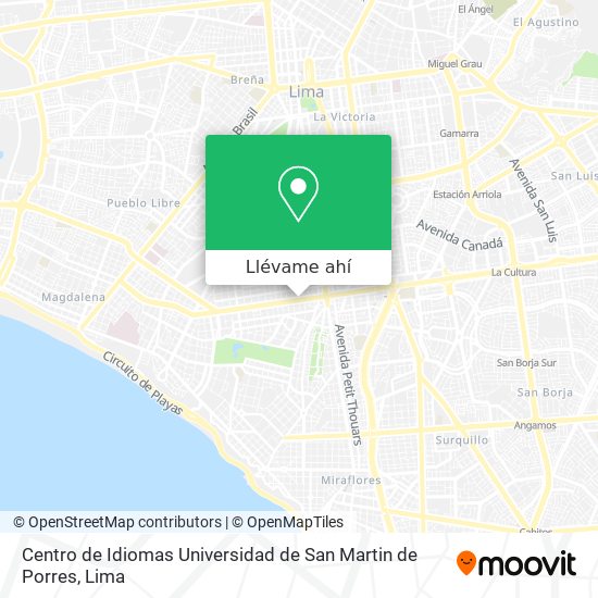 Mapa de Centro de Idiomas Universidad de San Martin de Porres
