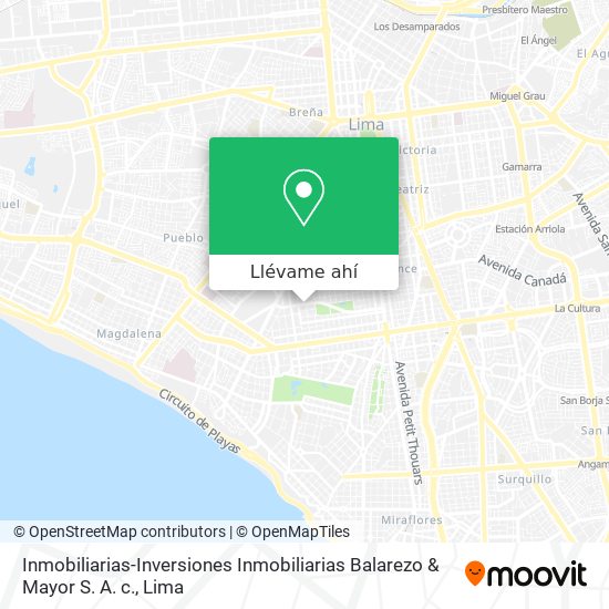 Mapa de Inmobiliarias-Inversiones Inmobiliarias Balarezo & Mayor S. A. c.