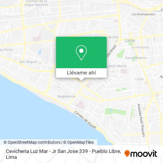 Mapa de Cevicheria Luz Mar - Jr San Jose 339 - Pueblo Libre