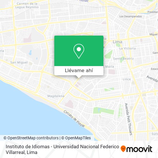 Mapa de Instituto de Idiomas - Universidad Nacional Federico Villarreal