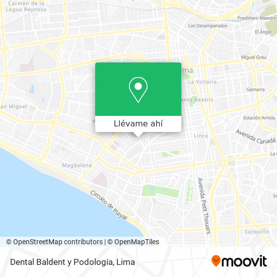 Mapa de Dental Baldent y Podología