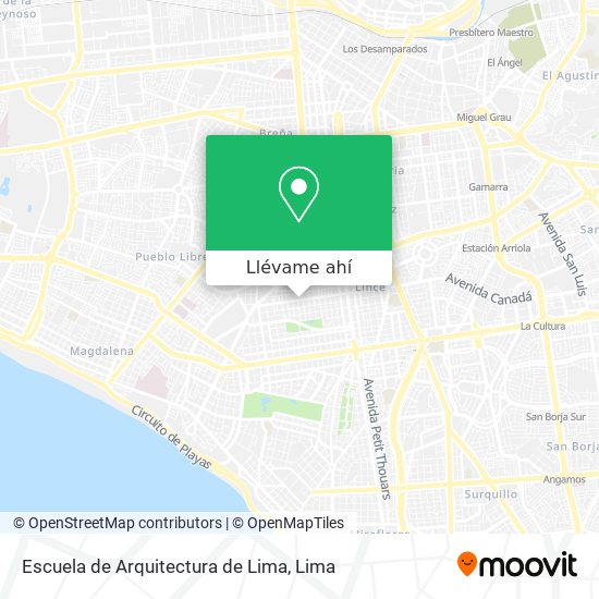 Mapa de Escuela de Arquitectura de Lima