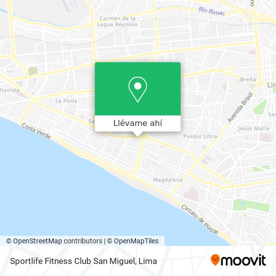 Mapa de Sportlife Fitness Club San Miguel
