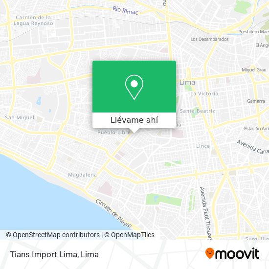 Mapa de Tians Import Lima