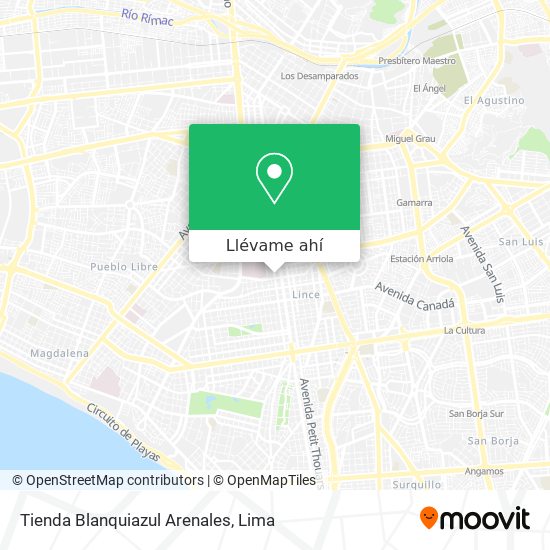 Mapa de Tienda Blanquiazul Arenales