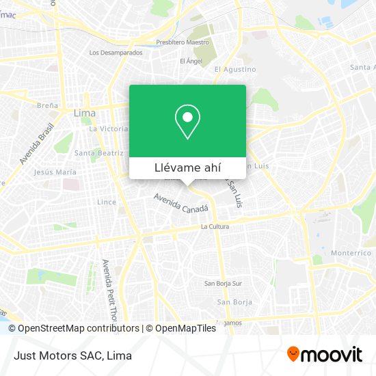 Mapa de Just Motors SAC