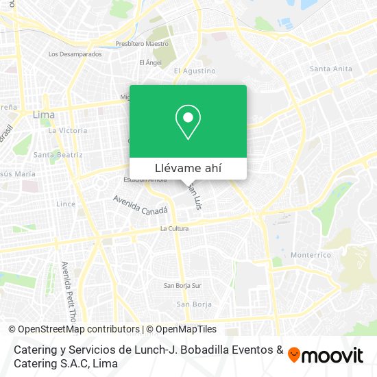 Mapa de Catering y Servicios de Lunch-J. Bobadilla Eventos & Catering S.A.C