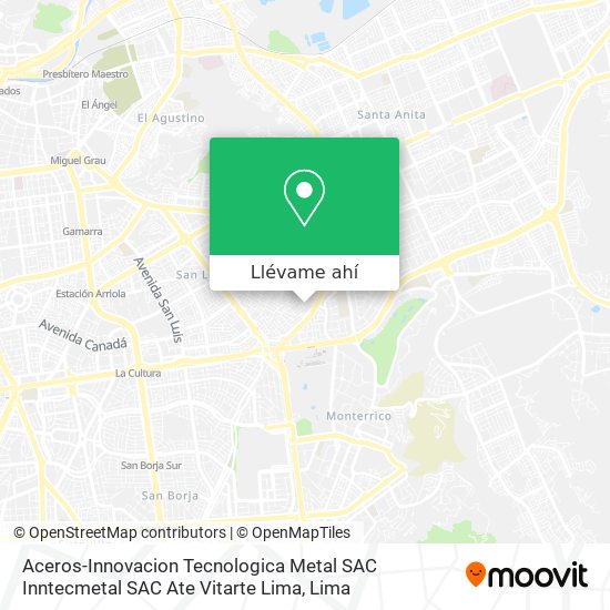 Mapa de Aceros-Innovacion Tecnologica Metal SAC Inntecmetal SAC Ate Vitarte Lima