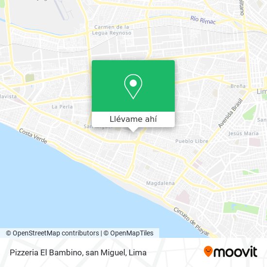 Mapa de Pizzeria El Bambino, san Miguel