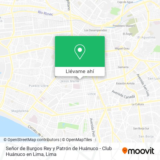 Mapa de Señor de Burgos Rey y Patrón de Huánuco - Club Huánuco en Lima