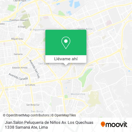 Mapa de Jian.Salón Peluquería de Niños Av. Los Quechuas 1338 Samaná Ate