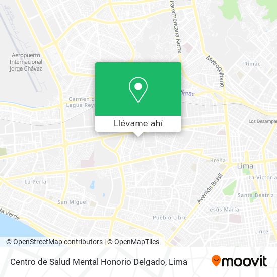 Mapa de Centro de Salud Mental Honorio Delgado