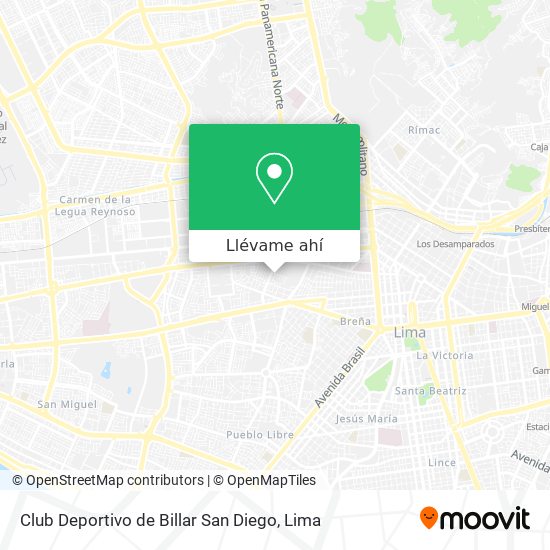 Mapa de Club Deportivo de Billar San Diego