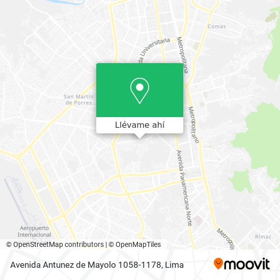 Mapa de Avenida Antunez de Mayolo 1058-1178