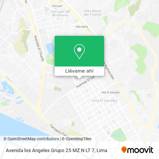 Mapa de Avenida los Angeles Grupo 25 MZ N LT 7