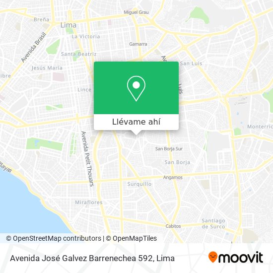 Mapa de Avenida José Galvez Barrenechea 592