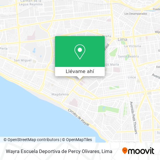Mapa de Wayra Escuela Deportiva de Percy Olivares