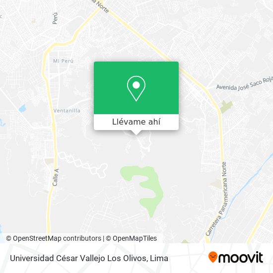 Mapa de Universidad César Vallejo Los Olivos