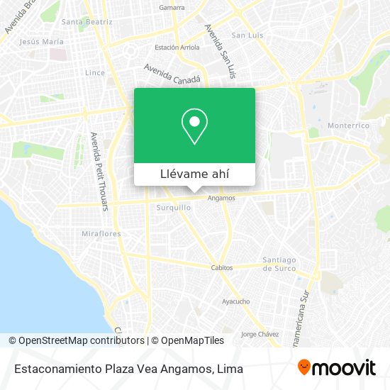 Mapa de Estaconamiento Plaza Vea Angamos