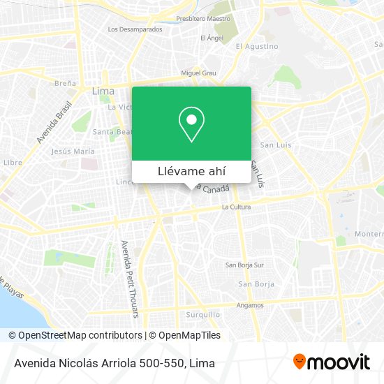 Mapa de Avenida Nicolás Arriola 500-550