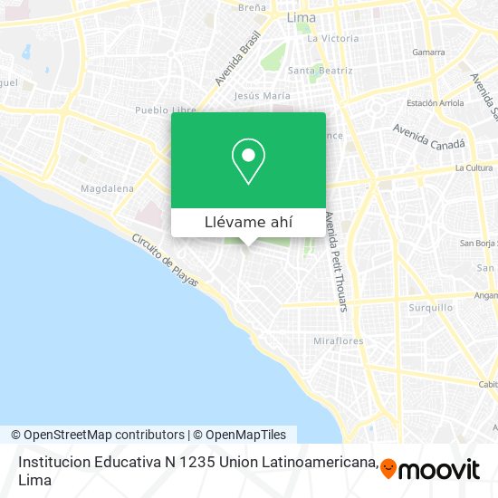 Mapa de Institucion Educativa N 1235 Union Latinoamericana