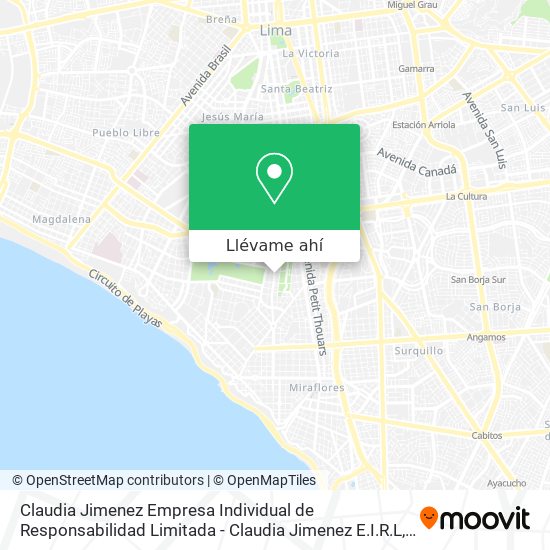 Mapa de Claudia Jimenez Empresa Individual de Responsabilidad Limitada - Claudia Jimenez E.I.R.L
