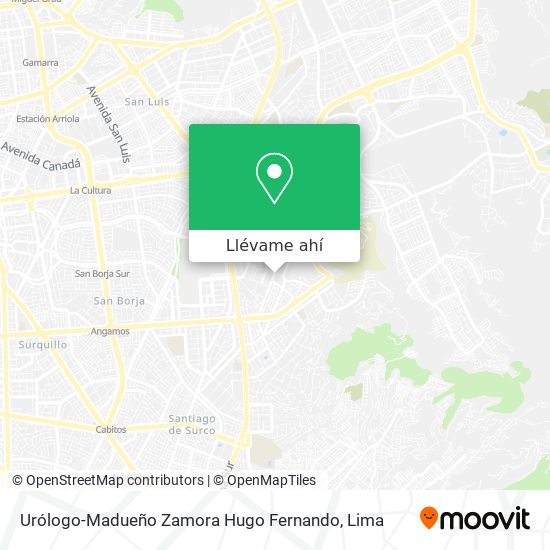 Mapa de Urólogo-Madueño Zamora Hugo Fernando