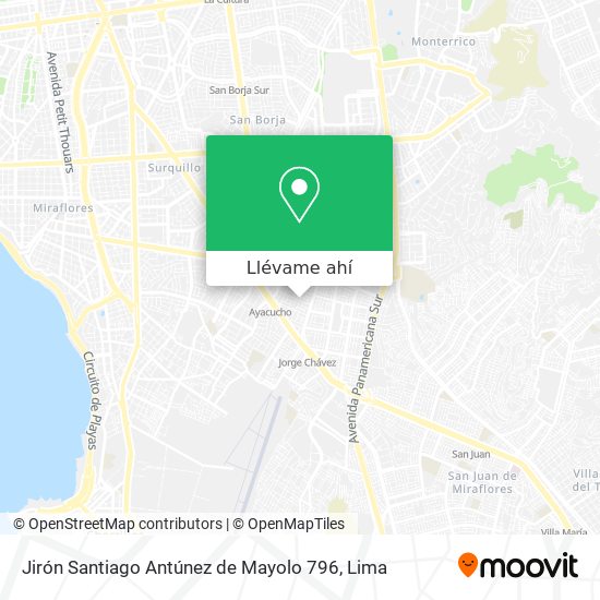 Mapa de Jirón Santiago Antúnez de Mayolo 796