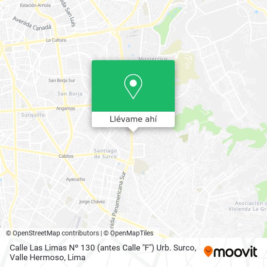 Mapa de Calle Las Limas Nº 130 (antes Calle "F") Urb. Surco, Valle Hermoso