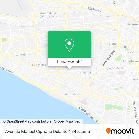 Mapa de Avenida Manuel Cipriano Dulanto 1846
