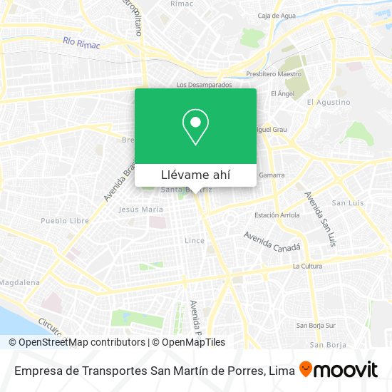 Mapa de Empresa de Transportes San Martín de Porres