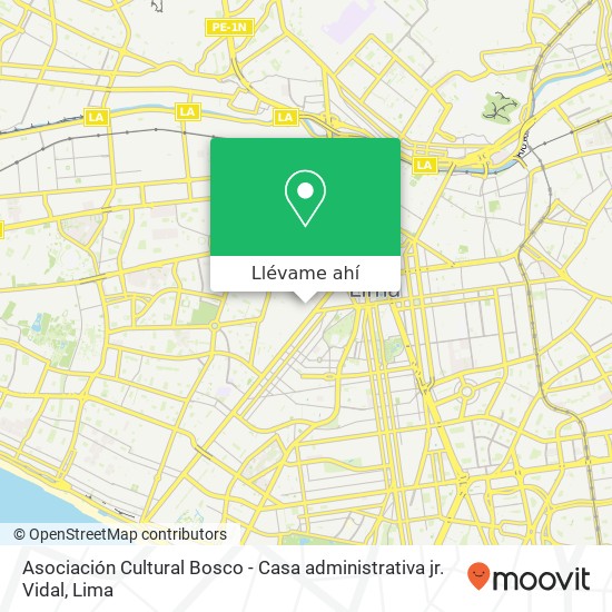 Mapa de Asociación Cultural Bosco - Casa administrativa jr. Vidal
