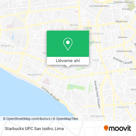 Mapa de Starbucks UPC San Isidro