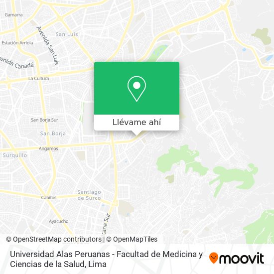 Mapa de Universidad Alas Peruanas - Facultad de Medicina y Ciencias de la Salud