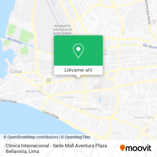 Mapa de Clinica Internacional -	Sede Mall Aventura Plaza Bellavista