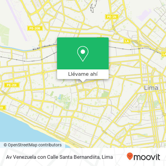 Mapa de Av Venezuela con Calle Santa Bernandiita